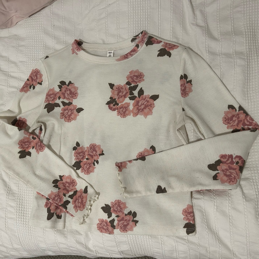 BP White Top with Pink Floral Design